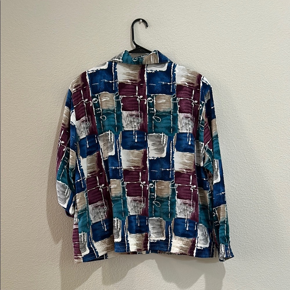 Alfred Dunner Multicolor Abstract Zip-Up Jacket - Picture 3 of 3